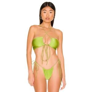 Betty Jade Highlighter Green Livi Bikini Top and Lana Bottom set L